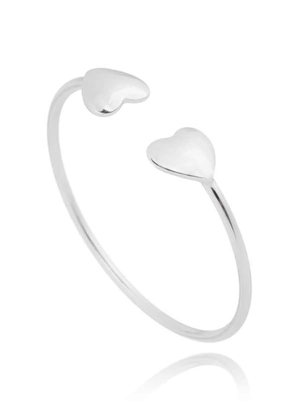 Anel de Prata Corações Regulável