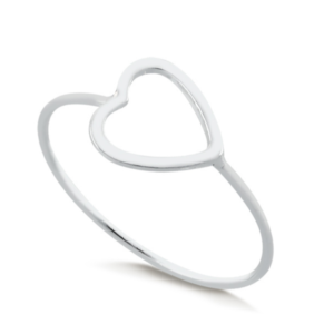 Anel de Prata Coração Vazado