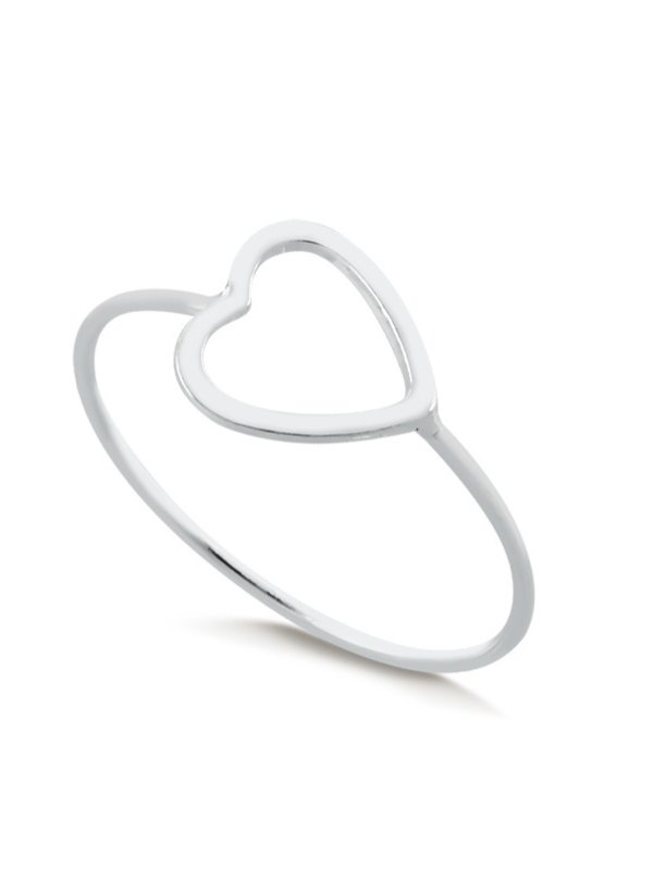 Anel de Prata Coração Vazado