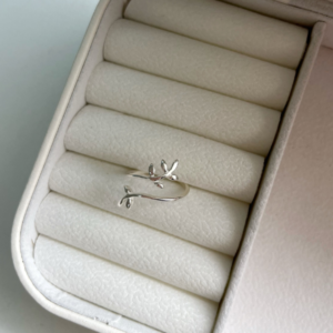 Anel de Prata Folhas Regulável