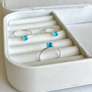 Anel de Prata Solitário Zircônia Azul II