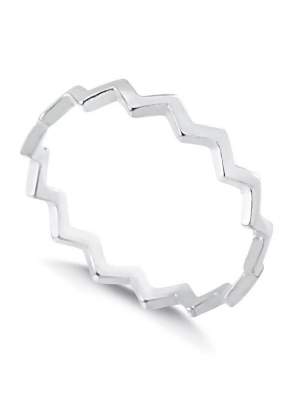 Anel de Prata Zig-Zag