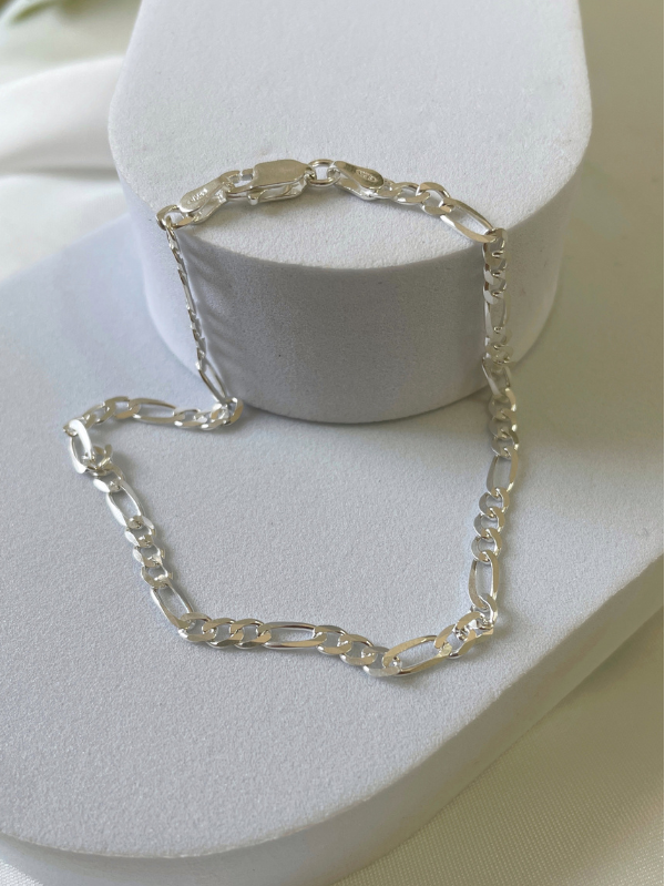 Pulseira Masculina de Prata Elos 3x1 3mm