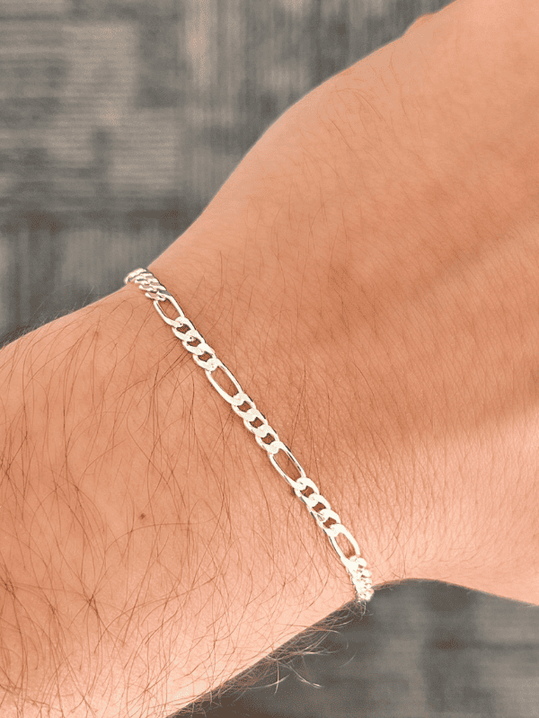 Pulseira Masculina de Prata Elos 3x1 3mm - Imagem 2