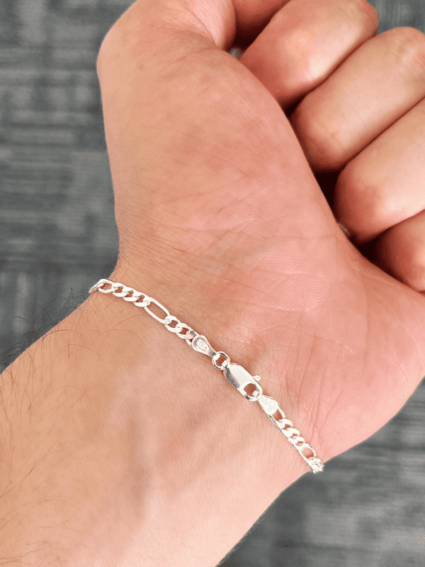 Pulseira Masculina de Prata Elos 3x1 3mm - Imagem 3
