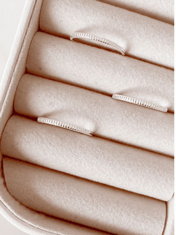 Anel de Prata Aliança Riscada