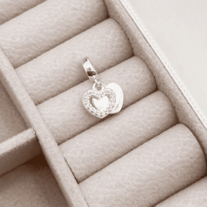 Berloque em Prata Pingente Corações