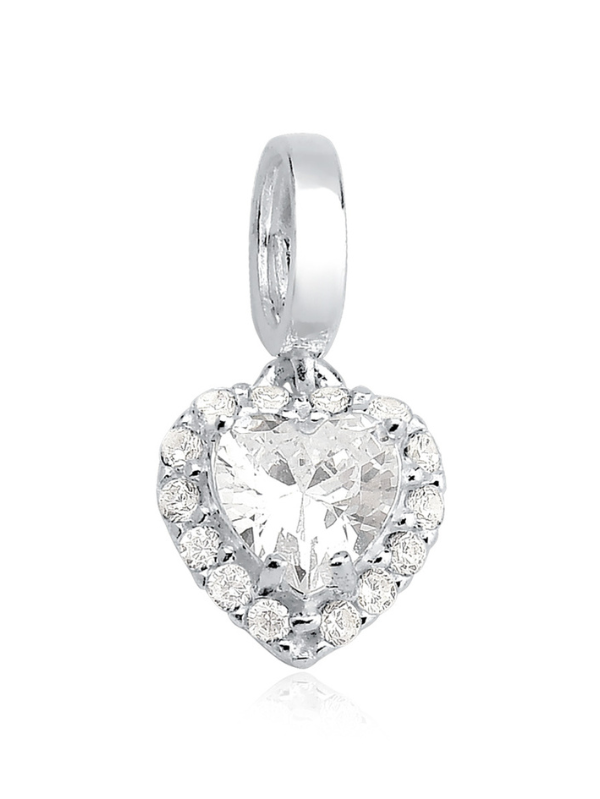 Berloque em Prata Coração Cravejado