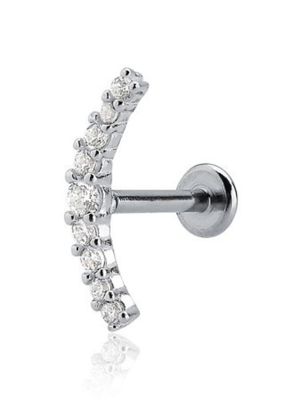 Piercing de prata cluster base reta