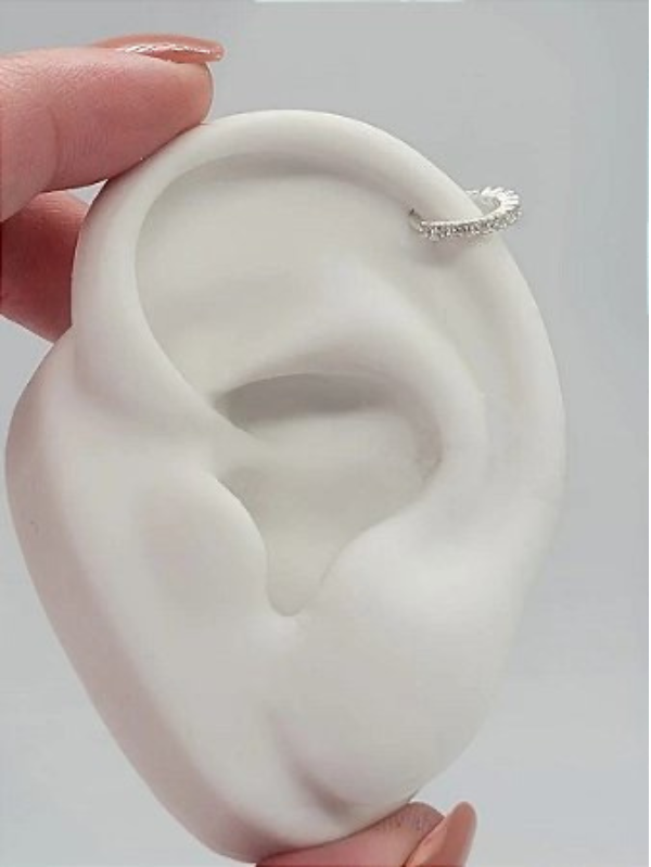 Piercing de prata Argola Cravejado Torção - Imagem 2