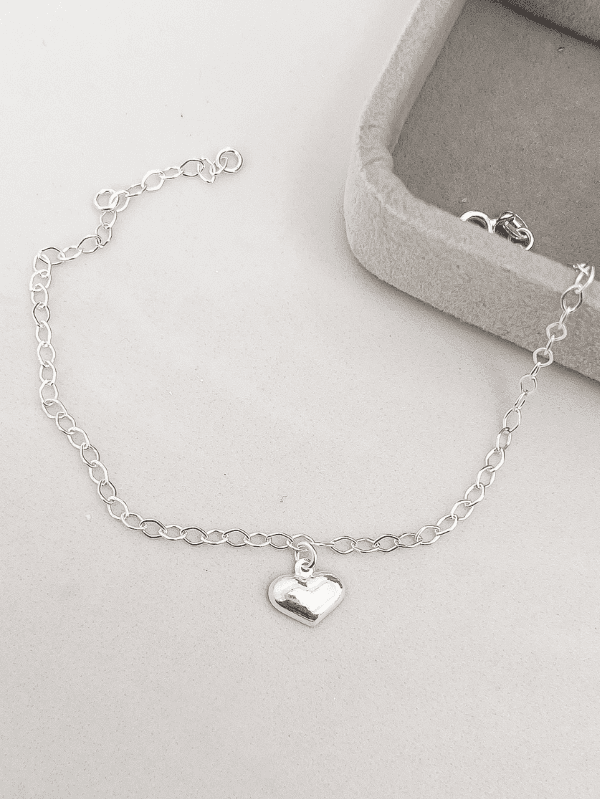 Pulseira de Prata Pingente Coração