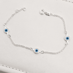 Pulseira de Prata Entremeios Olho Grego