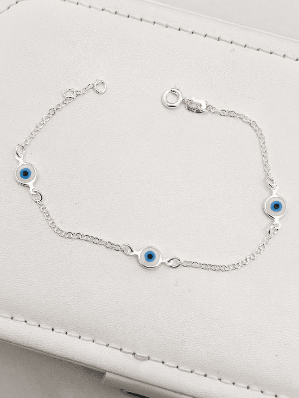 Pulseira de Prata Entremeios Olho Grego
