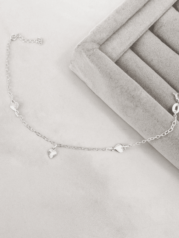 Pulseira de Prata Coração com Vincos