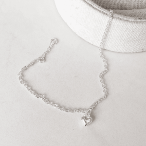 Pulseira de Prata Pingente Coração 6mm