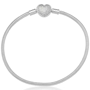 Pulseira de Prata Pandora Coração Cravejado