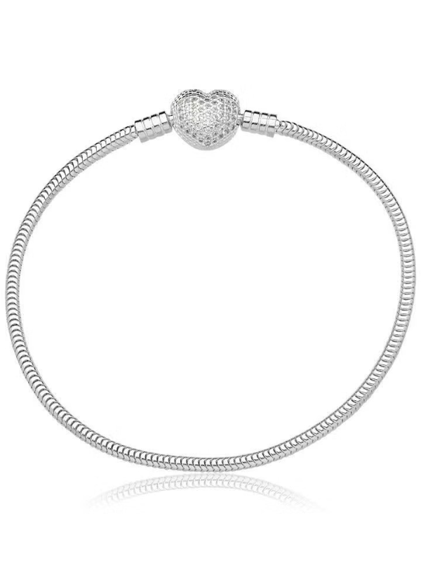 Pulseira de Prata Pandora Coração Cravejado