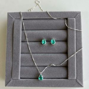 Conjunto de Prata Gota com Zircônia Turmalina