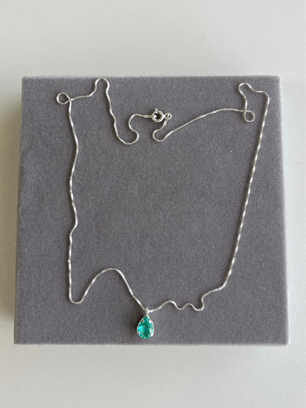 Conjunto de Prata Gota com Zircônia Turmalina - Imagem 3