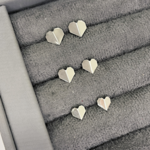 Trio de Prata Coração Origami